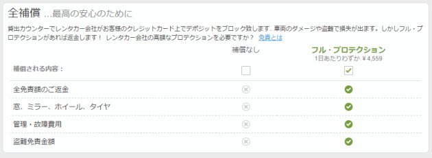 Rentalcars.com独自の保険サービスも用意されています。